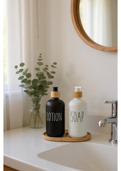 2'li Siyah-Beyaz Bambu Stantlı Sıvı Sabun fiyatları