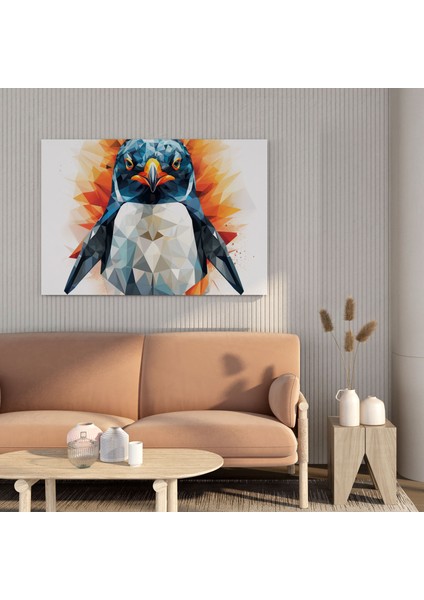 Geometrik Penguen Kanvas Duvar Sanatı - Göz Alıcı Penguen Temalı Kanvas Tablo fiyatları