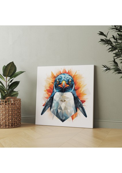 Geometrik Penguen Kanvas Duvar Sanatı - Göz Alıcı Penguen Temalı Kanvas Tablo modelleri