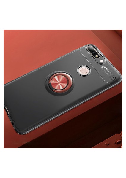 Huawei Y7 2018 Kılıf Yüzüğü Stant ve Araç Tutucu Olabilen Şık Esnek Premium Silikon Kapak Ryc/ravel
