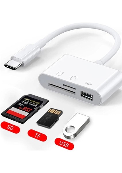 5232 USB Type-C Kart Okuyucu – Hızlı Veri Transferi, SD/MicroSD/TF Kart Desteği, Tak Çalıştır Özellikli