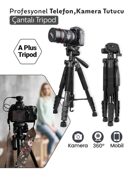 A Plus 175 cm Profesyonel Telefon ve Kamera Tripodu – Ayarlanabilir Yükseklik, Taşıma Çantalı indirimleri