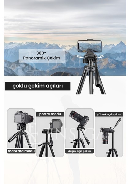 A Plus 175 cm Profesyonel Telefon ve Kamera Tripodu – Ayarlanabilir Yükseklik, Taşıma Çantalı