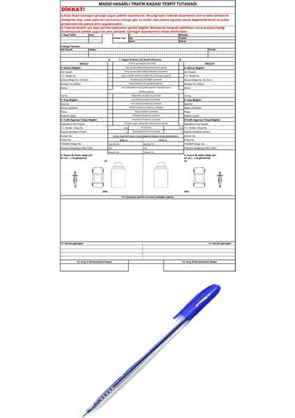 Kaza Tespit Tutanağı Otokopili 1 Adet Kalem Hediyeli fırsatları