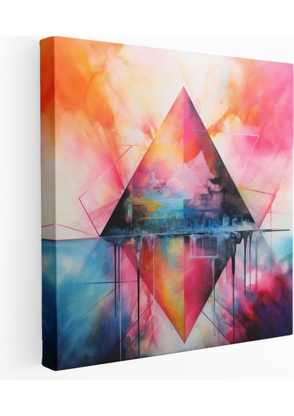 Pink Floyd Kanvas Tablo - Soyut Suluboya Prizma Duvar Sanatı - Pink Floyd Albüm Sanatı Duvar Dekorasyonu