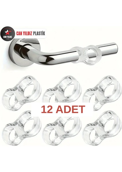 CAN YILDIZ PLASTİK Şeffaf Silikon Plastik Kapı Kolu Tutucu Tutacağı Durdurucu Pencere Tamponu Stoperi (12 ADET)