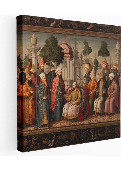 Zengin Osmanlı Mahkeme Sahnesi Minyatür Tablo Resim - Duvar Dekorasyonu