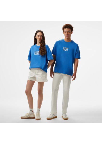 Hoss x Gant Baskılı Bisiklet Yaka Erkek Mavi T-Shirt fırsatları