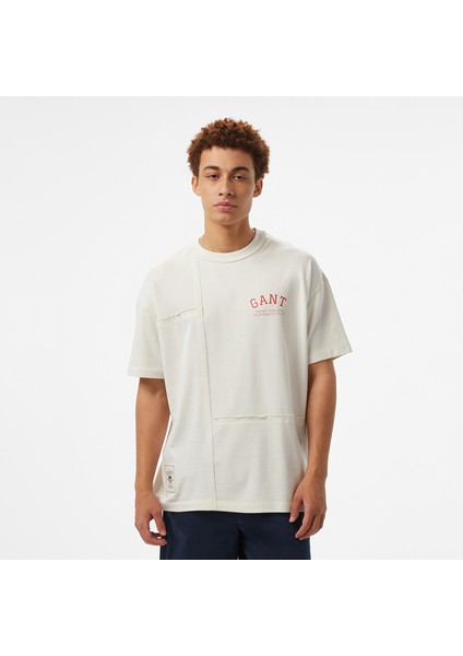 Hoss x Gant New Generation Contrast Graphic Erkek Beyaz T-Shirt