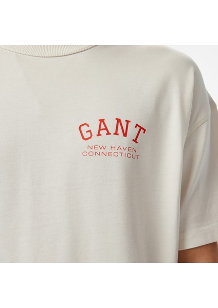 Hoss x Gant New Generation Contrast Graphic Erkek Beyaz T-Shirt indirimleri