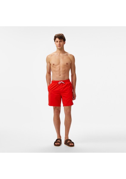 Erkek Kırmızı Regular Fit Deniz Şortu