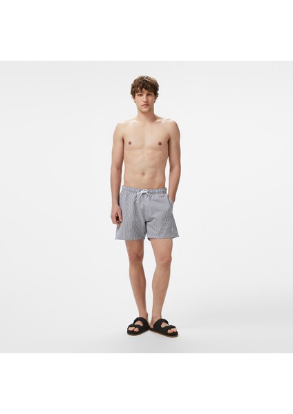 Erkek Lacivert Çizgili Deniz Şortu