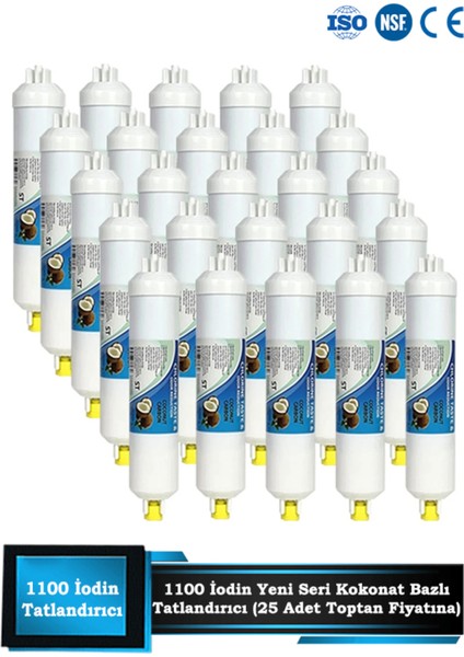 25 Adet Yeni Nesil 1100 Iodine Tatlandırıcı Son Karbon Filtre