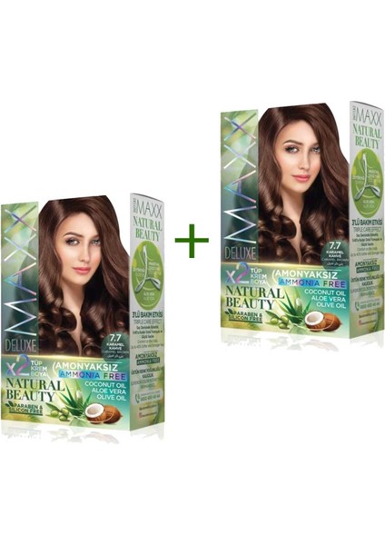 2 Paket Natural Beauty Amonyaksız Saç Boyası 7.7 Karamel Kahve