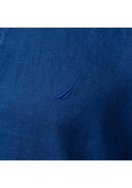 Erkek Mavi Classic Fit Keten Gömlek indirimleri