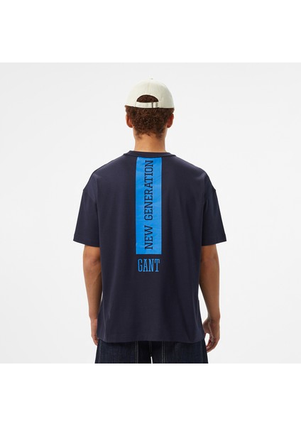 Hoss x Gant New Generation Contrast Graphic Erkek Lacivert T-Shirt fiyatları