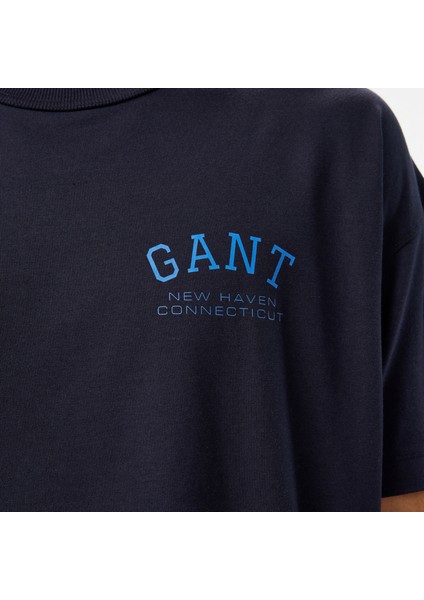 Hoss x Gant New Generation Contrast Graphic Erkek Lacivert T-Shirt fırsatları