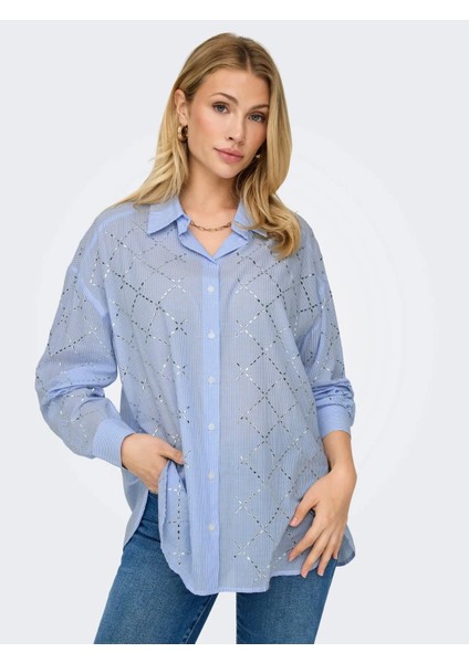 15334071 Kadin Gomlek - Mavi Cizgili