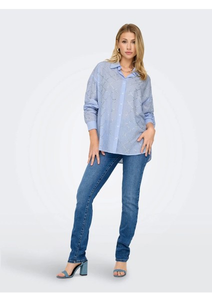 15334071 Kadin Gomlek - Mavi Cizgili modelleri