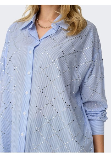 15334071 Kadin Gomlek - Mavi Cizgili