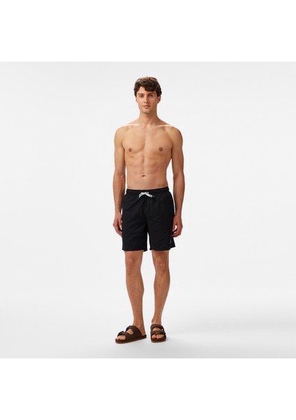Erkek Siyah Regular Fit Deniz Şortu