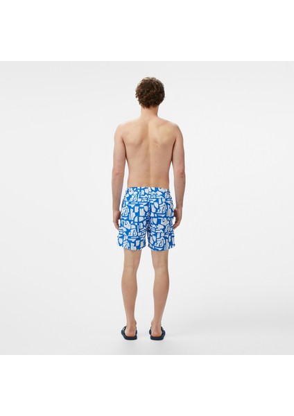 Erkek Mavi Regular Fit Desenli Deniz Şortu fiyatları