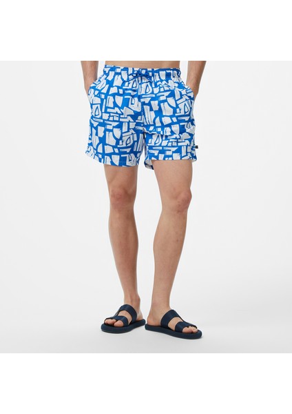 Erkek Mavi Regular Fit Desenli Deniz Şortu modelleri
