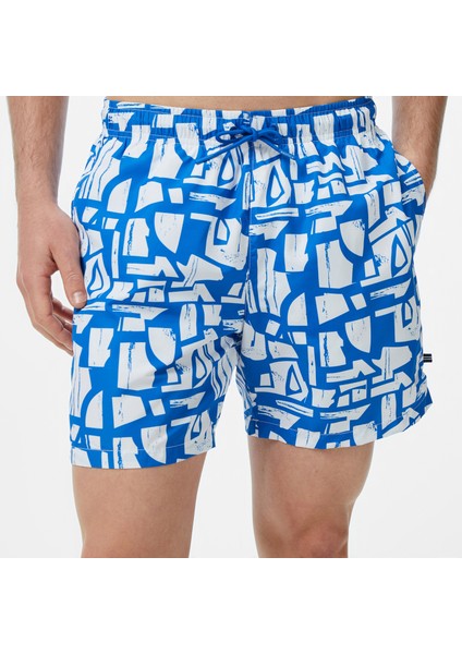 Erkek Mavi Regular Fit Desenli Deniz Şortu fırsatları