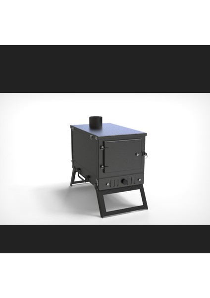 Portatif Camlı Kamp,çadır Sobası. Katlanır Çantalı 2mm Çelik Soba