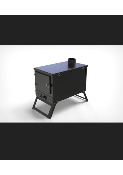 Portatif Camlı Kamp,çadır Sobası. Katlanır Çantalı 2mm Çelik Soba