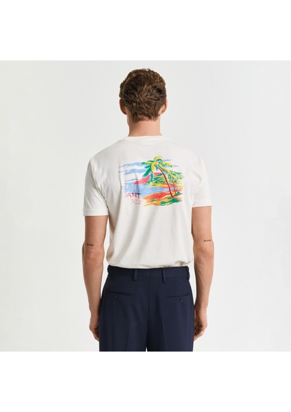 Erkek Krem Regular Fit Bisiklet Yaka Logolu T-Shirt fiyatları