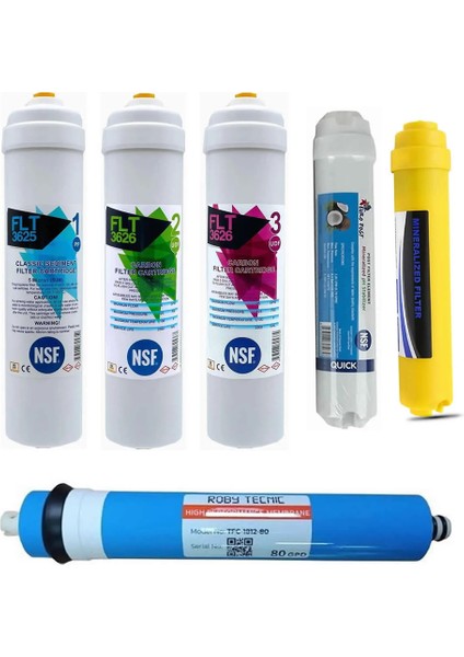 6 Aşamalı Su Arıtma Filtre Seti - Nsf Onaylı Mineral Filtreli