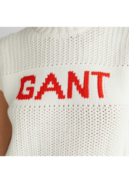 Kadın Krem Bisiklet Yaka Logolu Triko indirimleri