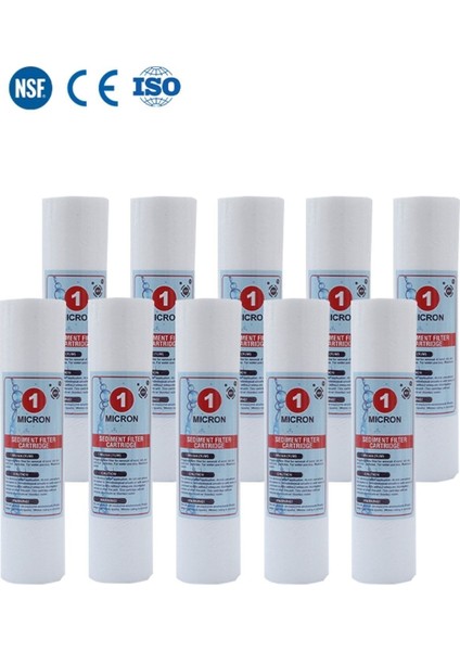 10 Adet Açık Kasa 10 Inç 1 Mikron Sediment Spun Filtre