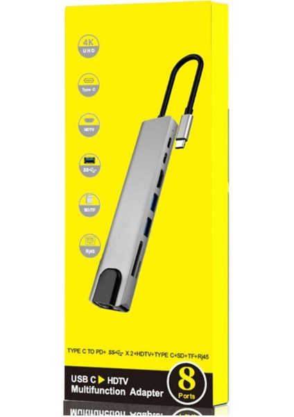 8 In 1 Ethernet Sd USB Type C Hub Hdmı Girişli Macbook Çevirici 8IN11 indirimleri