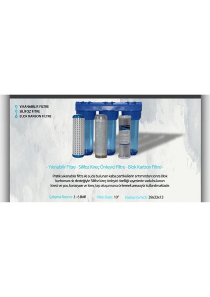 Daire Girişi 10 Inç 3 Aşamalı Su Arıtma - Kireç Önleyici