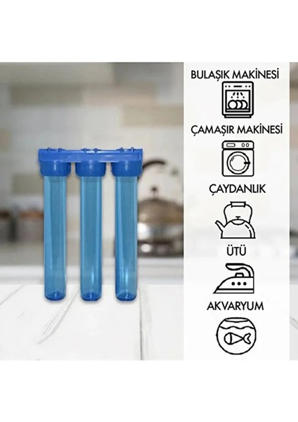 Atlantis Daire Girişi 20 Inç 3 Aşamalı Yumuşatma Cihazı - Koku, Pas, Klor Önleyici modelleri