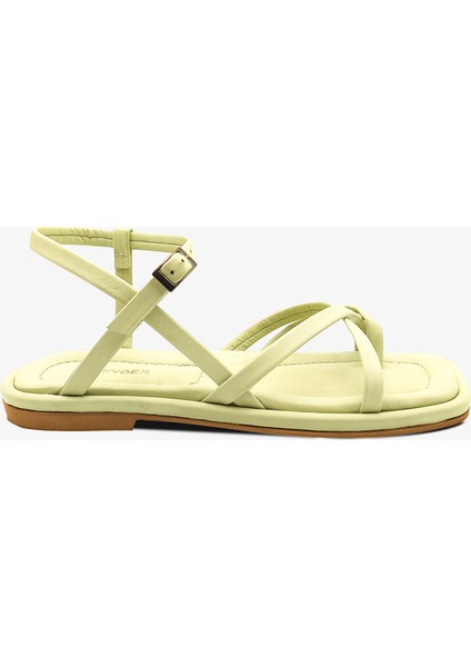 Kadın Neon Yeşili Hakiki Deri Sandalet 4Y2CS59032