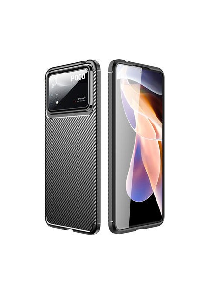 Poco X4 Pro 5g Kılıf Karbon Desenli Esnek Yüksek Kaliteli Meteryalden Üretilmiş Silikon Kapak Ryc/negro