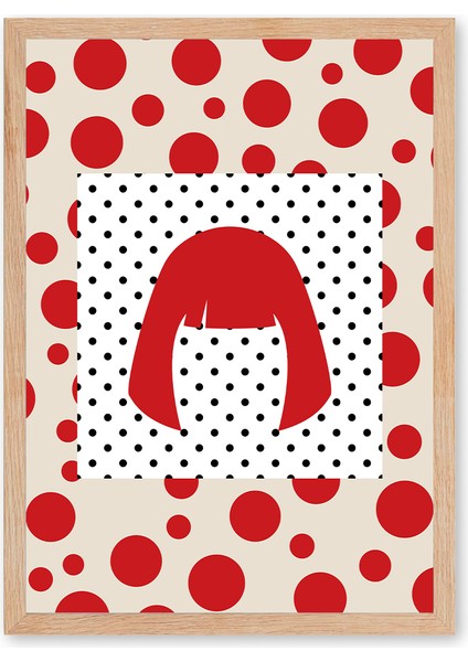 Red Dots and Hair - Doğal Ahşap Çerçeveli Tablo - İllüstrasyon Poster - Curated By Push fiyatları