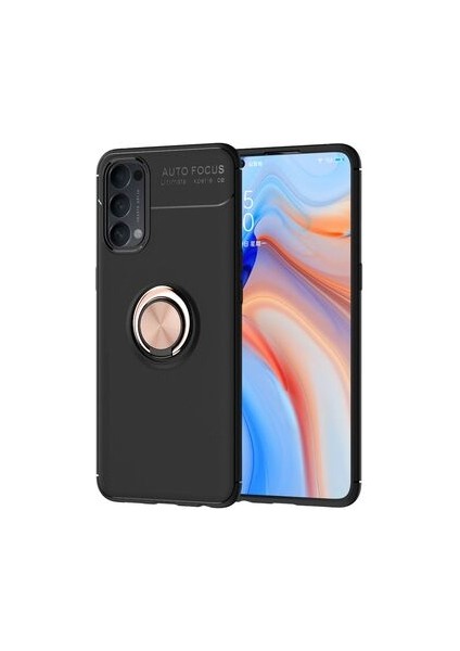 Oppo Reno 4 Kılıf Yüzüğü Stant ve Araç Tutucu Olabilen Şık Esnek Premium Silikon Kapak Ryc/ravel