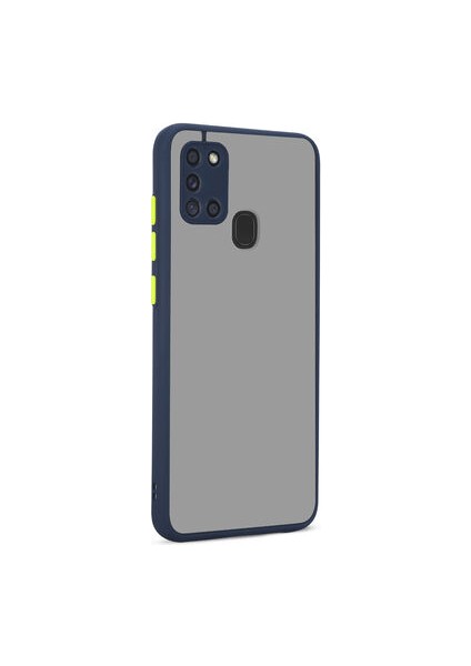 Samsung Galaxy A21S Kılıf Arkası Buğulu Kenarları Renkli Sert Premium Silikon Kapak Rcv/hux