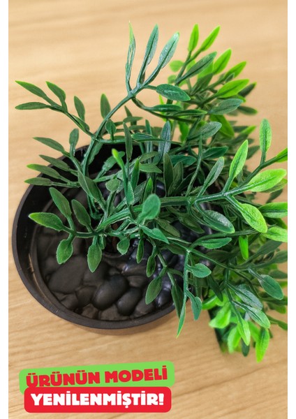 Siyah Saksılı 4 Dallı Yeşil Fesleğen Sarkıt Yapay Bitki Dekor 40 cm indirimleri