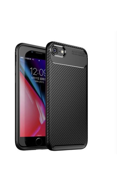 iPhone Se 2022 Kılıf Karbon Desenli Esnek Yüksek Kaliteli Meteryalden Üretilmiş Silikon Kapak Ryc/negro