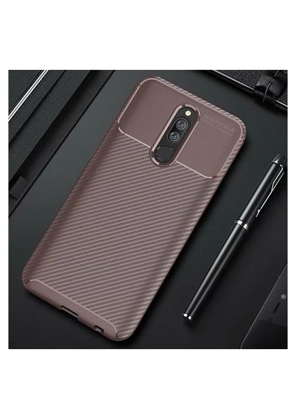 Redmi 8 Kılıf Karbon Desenli Esnek Yüksek Kaliteli Meteryalden Üretilmiş Silikon Kapak Ryc/negro