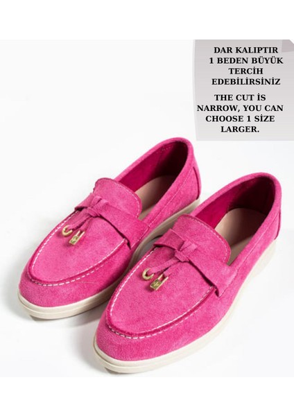 Dicle Polat Woller Fuşya Süet Kadın Loafer – Rahat, Bağcıksız ve Düz Tabanlı Günlük Ayakkabı Modeli fırsatları