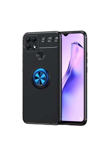 Oppo A15 Kılıf Yüzüğü Stant ve Araç Tutucu Olabilen Şık Esnek Premium Silikon Kapak Ryc/ravel