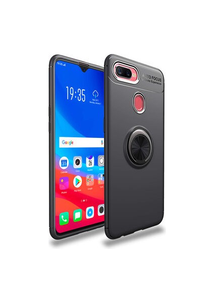 Oppo A5S Kılıf Yüzüğü Stant ve Araç Tutucu Olabilen Şık Esnek Premium Silikon Kapak Ryc/ravel