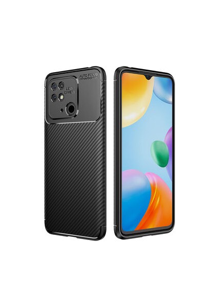 Redmi 10C Kılıf Karbon Desenli Esnek Yüksek Kaliteli Meteryalden Üretilmiş Silikon Kapak Ryc/negro