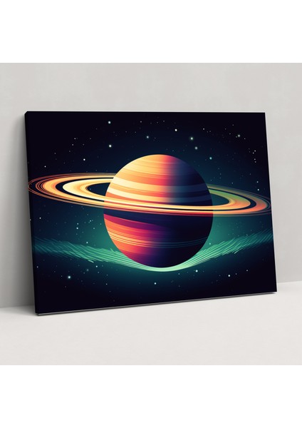 Satürn Retro Kanvas Tablo - Dünya Karakter ve Çekicilik Retro Esintili Poster Ortamı Canlandırın